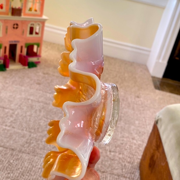 Fenton Carnival Opalescent triple crimped  bowl - Picture 3 of 11